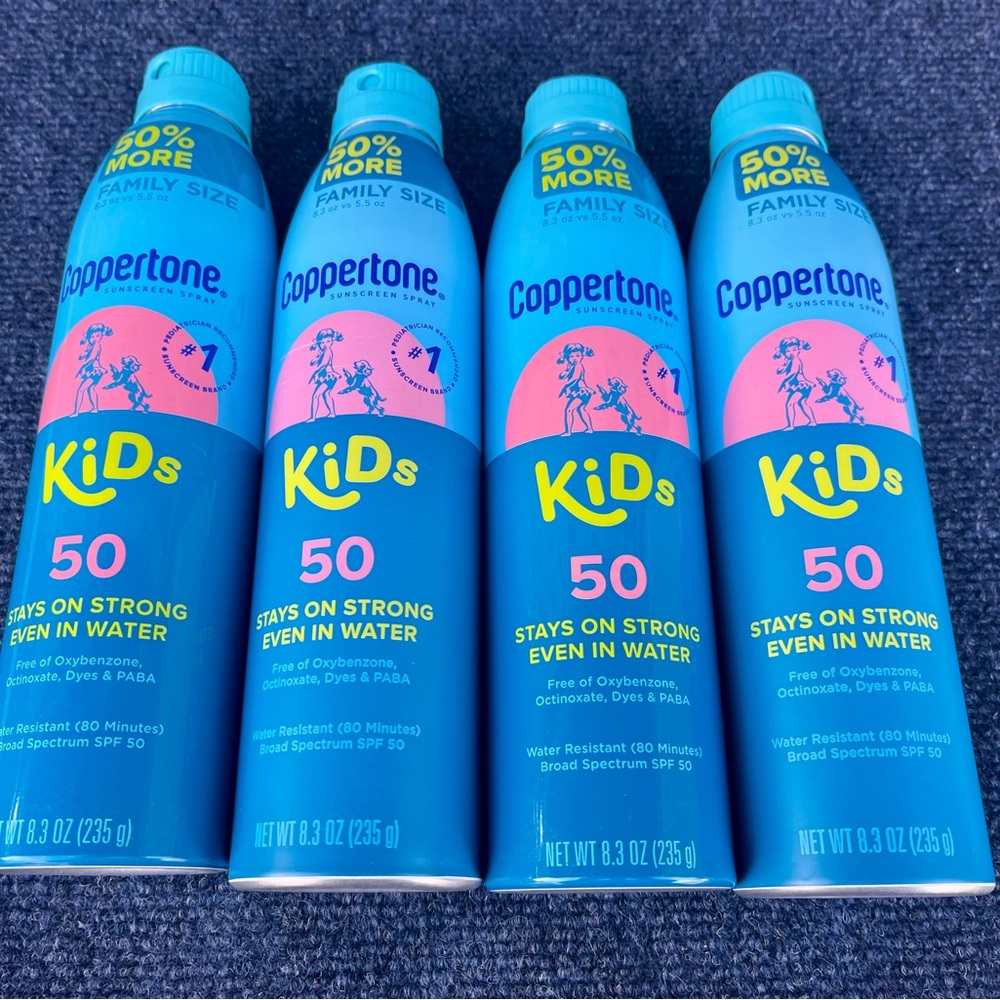 4 Cans Coppertone Kids SPF 50 Family Size 50% More 8.3 ounce